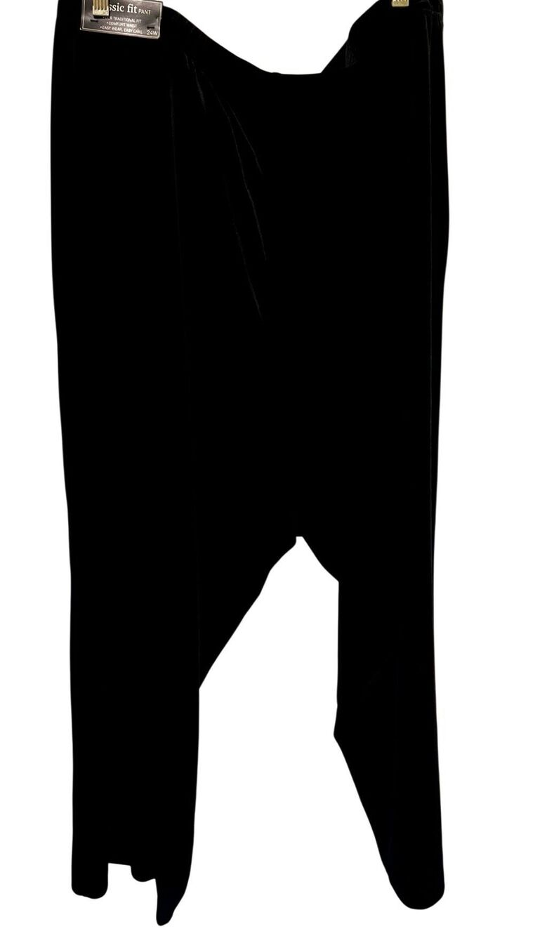 Alfred Dunner Black Velvet Classic Fit Pull On Pants, Sz 24W NWT New